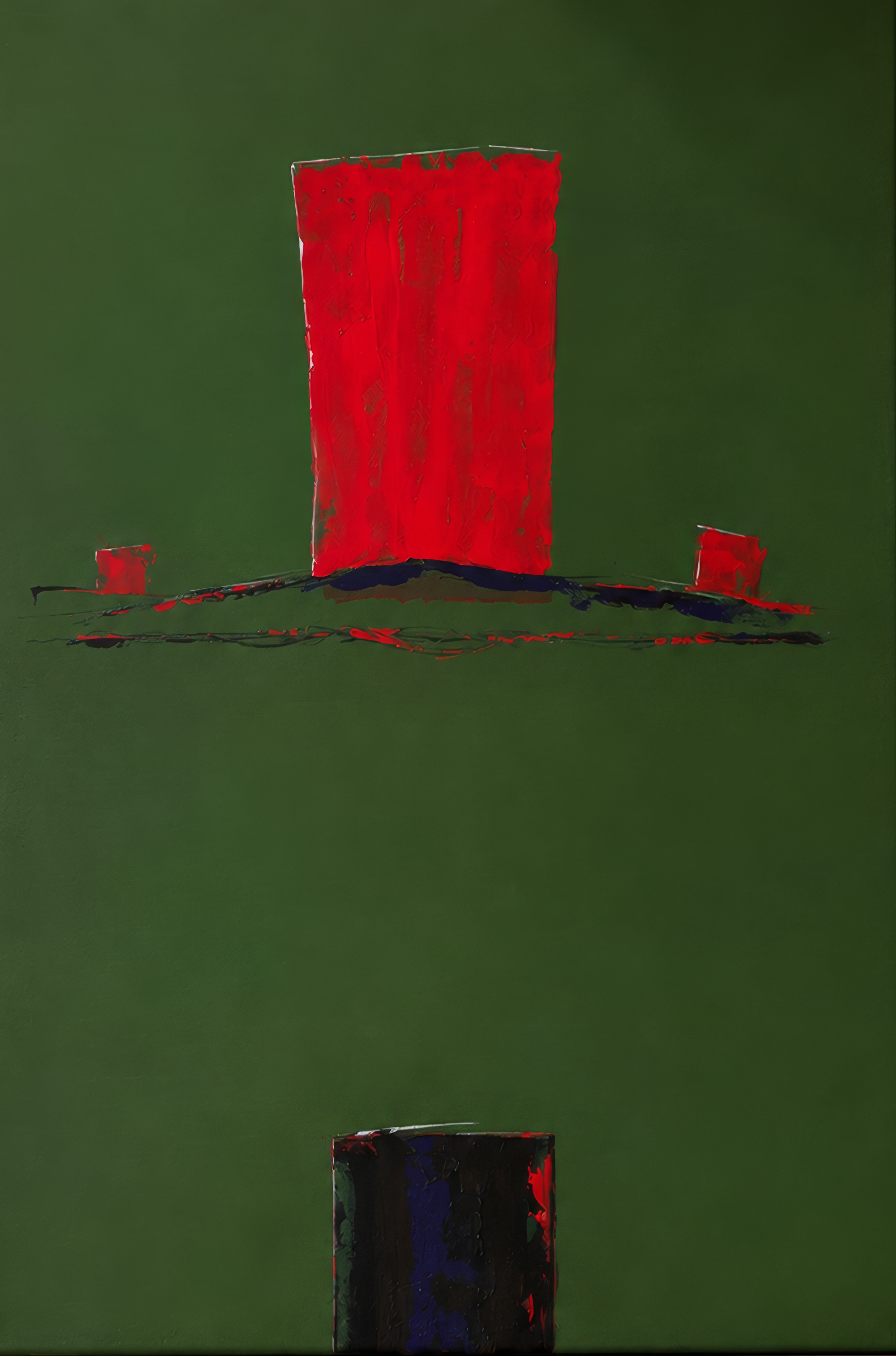 Strata #15 — Red Monolith on Green Field mockup