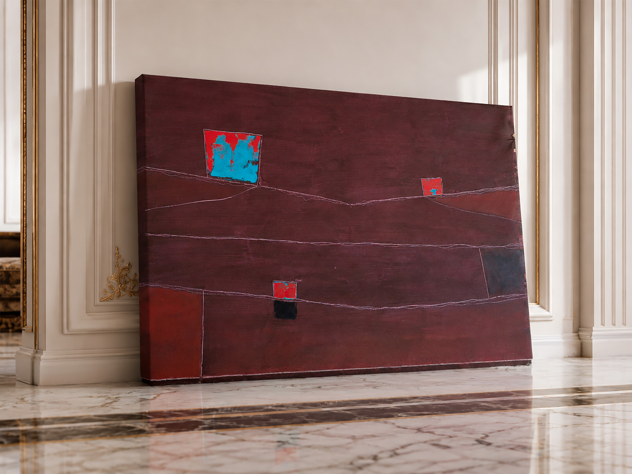 Strata #23 — Red Terrain with Cyan Signs by Maurizio Valch