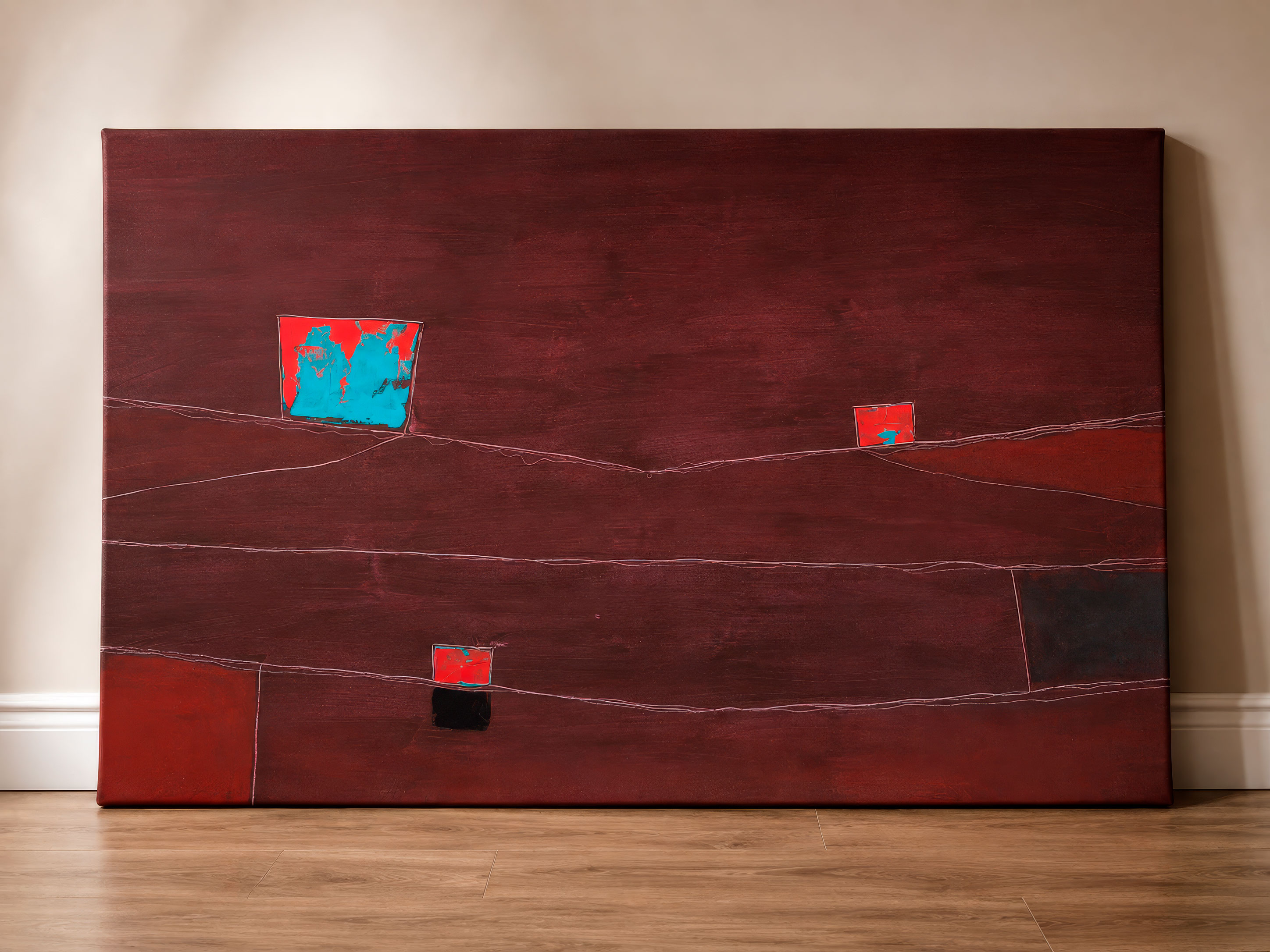 Strata #23 — Red Terrain with Cyan Signs mockup