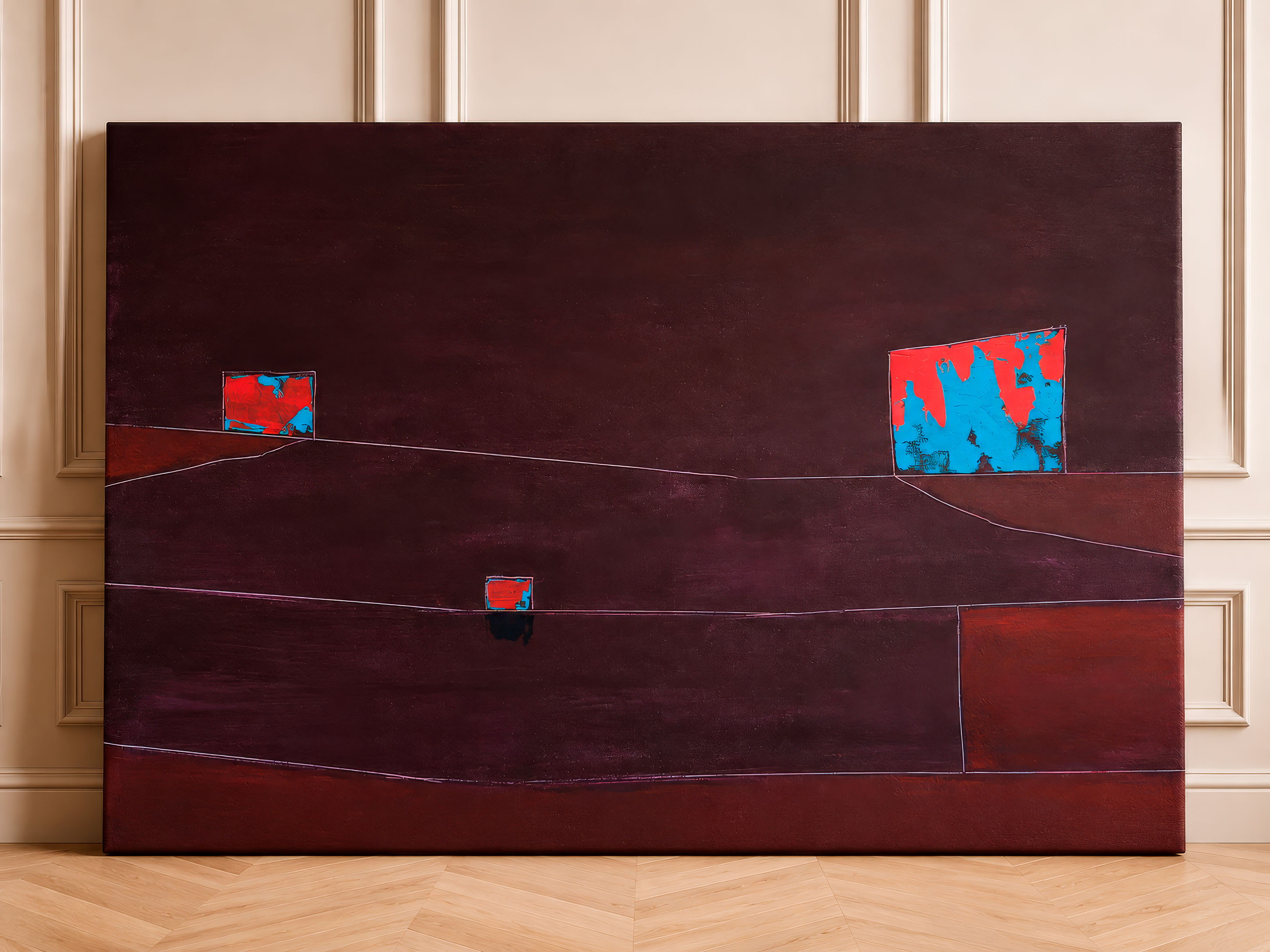 Strata #24 — Dark Red Structural Field mockup