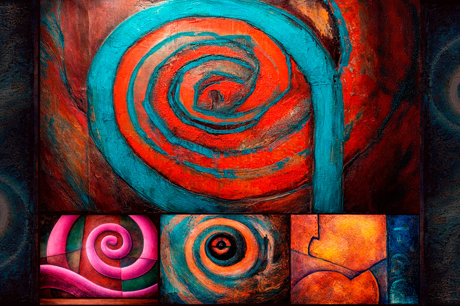 Abstract spiral painting by Maurizio Valch, representing inner movement, psychological time, and the dynamics of consciousness